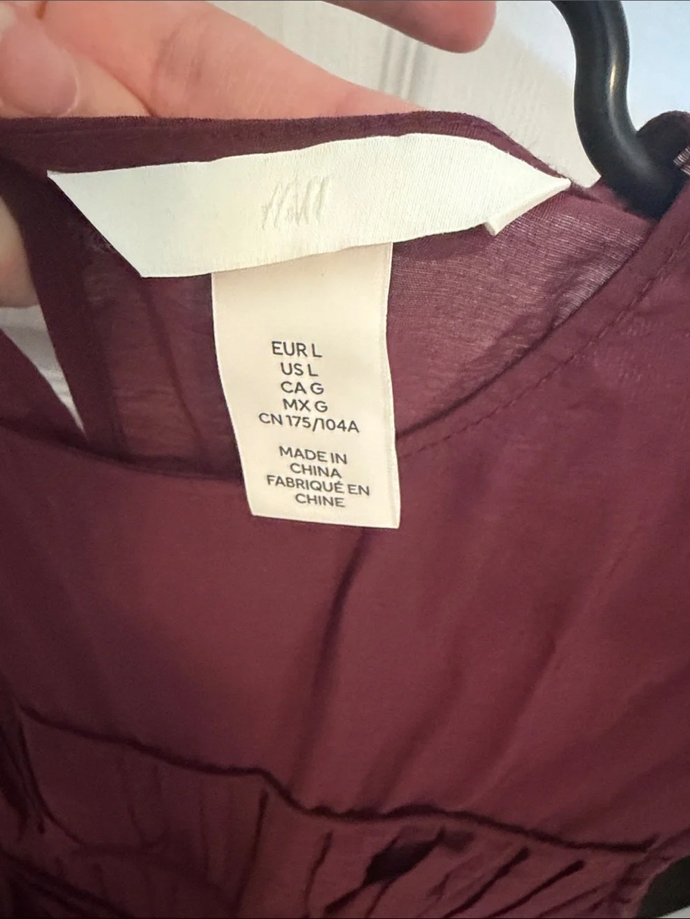 H&M Sleeveless Burgundy Maxi Dress with Pleated Panels